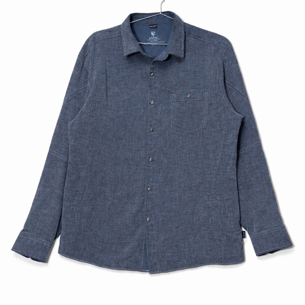 KUHL Uproar 5 Panel Mens Button Down Shirt XL Blue Long Sleeve Casual Outdoor
